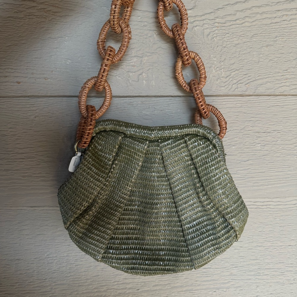 Olive Green Woven Handbag